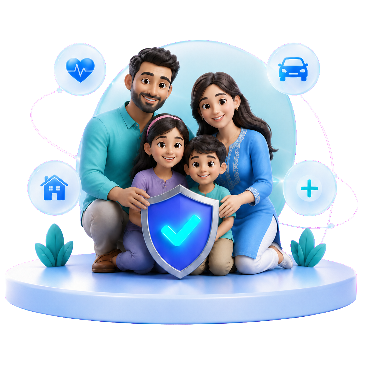 Happy family with health insurance